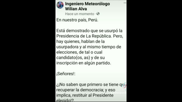 En Perú, no deben hablar de elecciones o candidatos, mientras no se restituya al Presidente elegido.