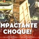 ¡Auto queda atrapado entre dos camiones! Triple choque en la Panamericana Sur